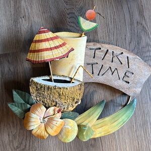 TIKI TIME Wood & Metal 3D Style Sign